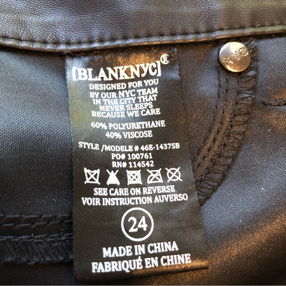 Blank NYC faux leather mid rise skinny pants. Size 24. - Picture 9 of 10